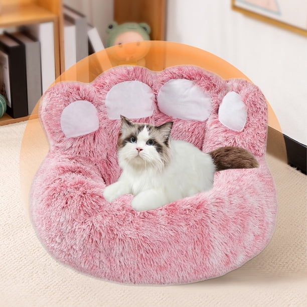 Calmante Cama para Mascotas Acurrucador | Cojín de Felpa de Piel Sintética | Nido cálido y acogedor para perros pequeños y medianos | Fondo antideslizante | 50x50x10cm | Soporte suave | Múltiples