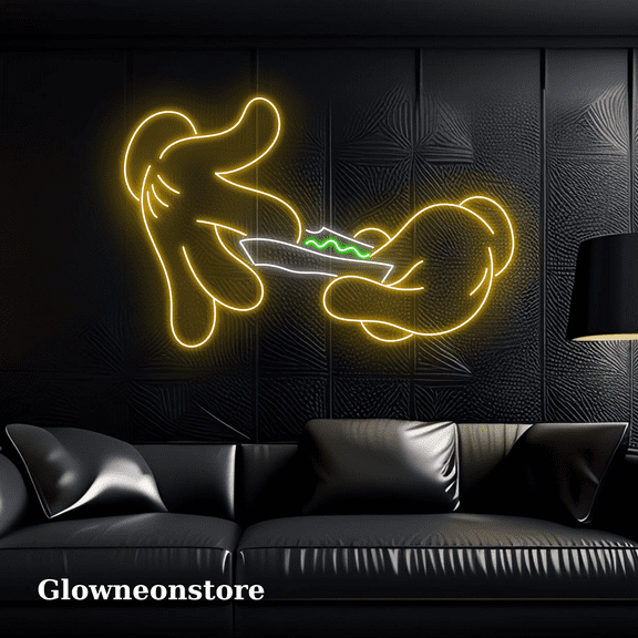 Glowneon Hand Rolling W e e d Neon Sign, M a r i j u a n a Led Light Decor
