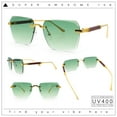thumbnail image 2 of Luxury Hip Hop Rapper Rimless Bevel Lens Rectangular Hustler Sunglasses Gold - Green, 2 of 8