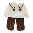 thumbnail image 2 of Odeerbi 1-5 Años Niñas Algodón Conjuntos Cuello Abotonado Manga Larga Tops Pantalones Pata Ancha Conjunto Dos Piezas Cuello Flor Camisa Pajarita, 2 of 4