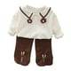 thumbnail image 2 of Odeerbi 1-5 Años Niñas Algodón Conjuntos Cuello Abotonado Manga Larga Tops Pantalones Pata Ancha Conjunto Dos Piezas Cuello Flor Camisa Pajarita, 2 of 4