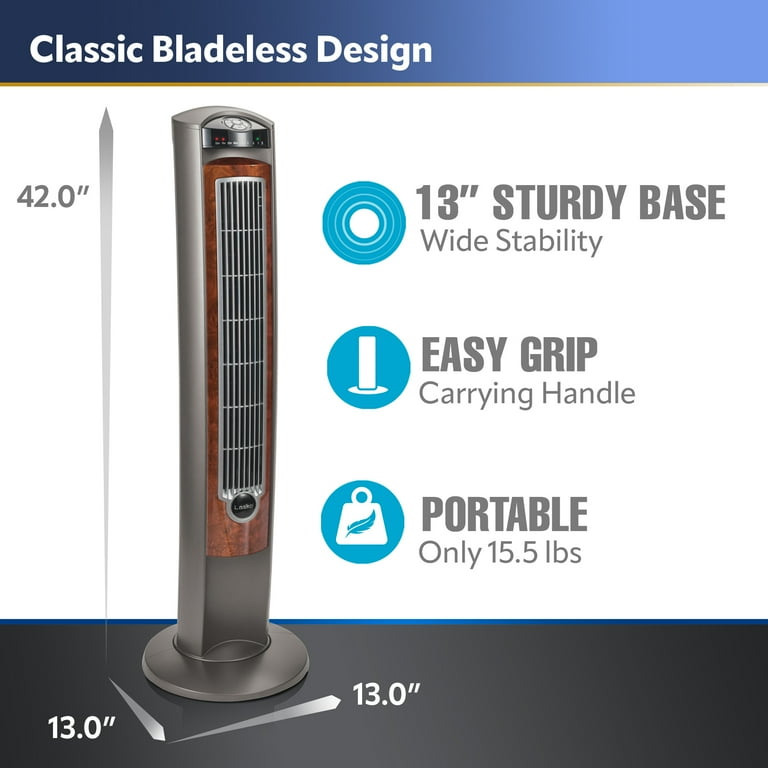 Lasko 42 Wind Curve Oscillating Tower Fan with Nighttime Setting and  Remote, T42954, Gray/Woodgrain - Walmart.com