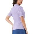 thumbnail image 3 of INSPIRAR CHIC Blusa Vintage con Cuello Peter Pan para Mujeres 2023 Camisa de Manga Corta con Botones XS Púrpura Claro, 3 of 6
