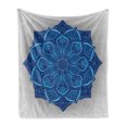 thumbnail image 1 of Blue Mandala Soft Flannel Fleece Throw Blanket, Curvy Illustration Vintage Style Motif, Cozy Plush for Indoor and Outdoor Use, 50" x 60", Dark Blue Pale Blue Dust, by Ambesonne, 1 of 6