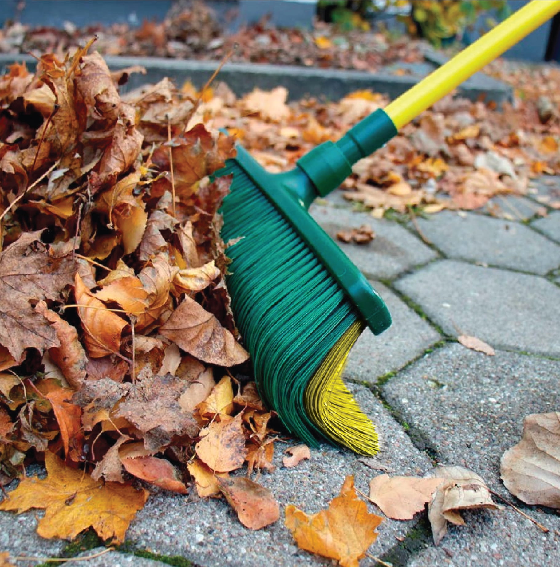 Claw Broom Combination Indoor/Outdoor Push & Pull Broom and Rake, YellowGreen