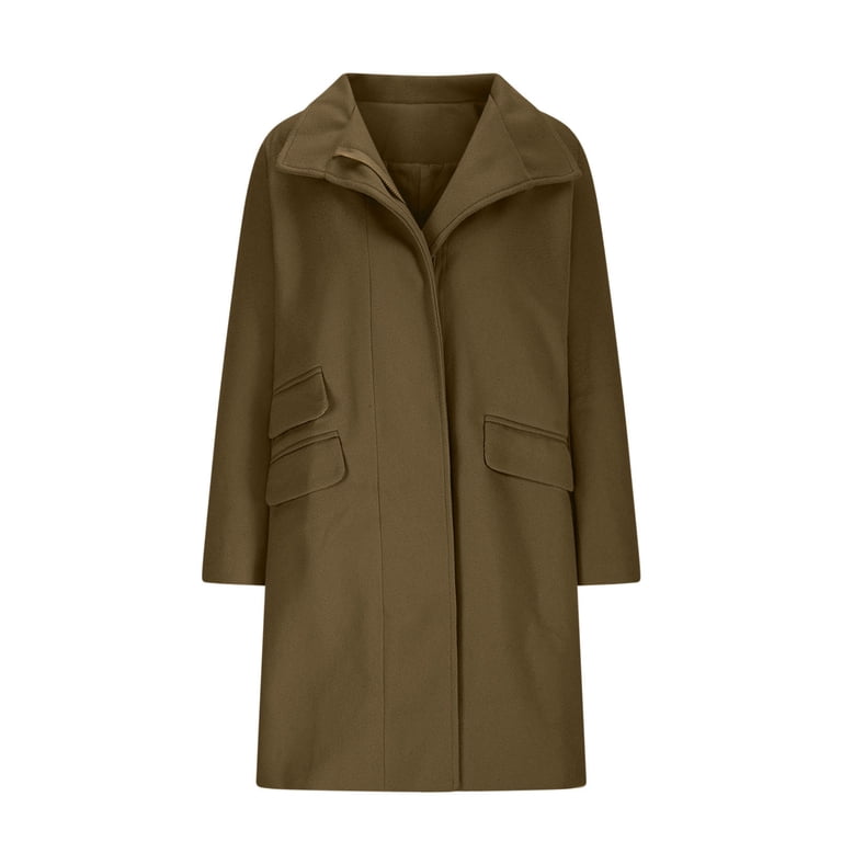 DYTTDG Women's Long Coat Fashion Classic Solid Color Front Open