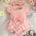 thumbnail image 2 of Yindaity Newborn Dresses for Baby Girls Newborn Baby Girl Lace Romper Infant Summer Boho Flower Tulle Dress Party Gifts Newborn Photography Outfits(12-18 Months,Pink), 2 of 6
