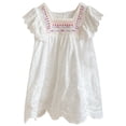 thumbnail image 2 of Toddlers Baby Girls Embroidered Lace Dresses Square Neck Ruffle Sleeve Vintage Floral Princess Party Gowns for Summer Casual and Special Occasions,White,100, 2 of 8