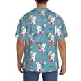 thumbnail image 3 of Sikiie Rabbit And Rainbow Men's Wrinkle Free Untucked Cuban Shirt Business Casual Button Down Shirts Short Sleeve ShirtLarge, 3 of 5