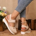 thumbnail image 5 of Women's Espadrilles Platform Wedge Sandals Comfortable Suede Closed Toe Chunky High Heels Slingback Shoes, 5 of 7