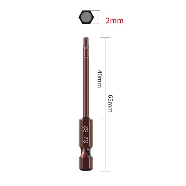 65mm H1.5-H6 Acier Alliage Tête Hexagonale Magnétique Embouts Tournevis Outils 2