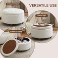 thumbnail image 5 of 30Inch Round Storage Ottoman with Tray, Modern Tufted Fabric Circle Coffee Table with Storage, Upholstered Ottoman with Removable Top for Living Room, Bedroom, Beige, 5 of 7