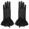 thumbnail image 3 of Abbraccia Ladies Lace Gloves Bow Decor Bridal Gloves Durable Full Finger Gloves Multifunction Costumes Gloves for Wedding Festive Opera Black, 3 of 10