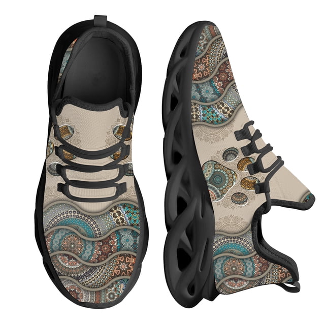 Zapatillas ligeras con cordones y plataforma con estampado de huellas de perro de Bohemia para mujer, zapatillas cómodas para correr, tenis para mujer