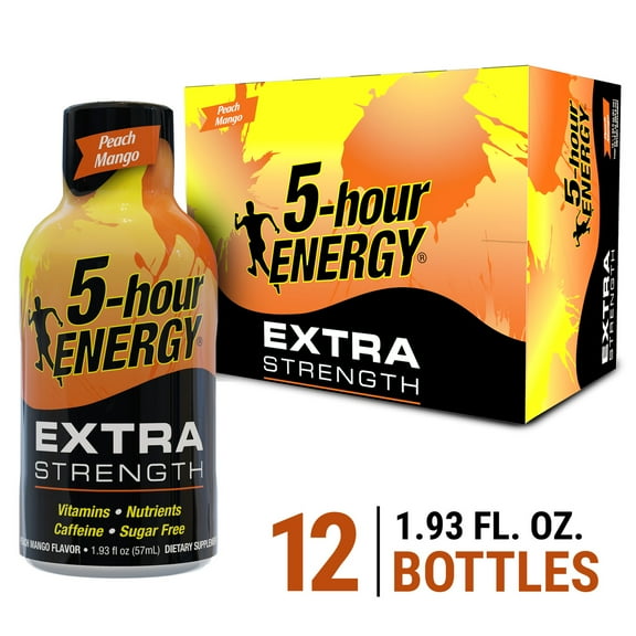 5-hour ENERGY®  Shot, Extra Strength, Peach Mango, 1.93 oz, 12 Count