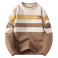 thumbnail image 2 of Men's Fleece Casual Printing Round Neck Solid Color Long Sleeve Sweater, 2 of 8
