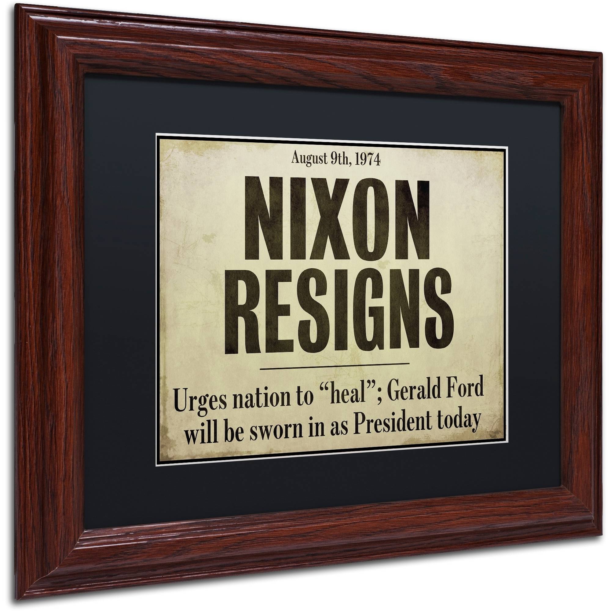 Trademark Fine Art "Nixon" Canvas Art by Color Bakery Black Matte, Wood Frame