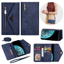 Feishell Crossbody Bag Wallet Case for Samsung Galaxy A14 5G,for Women Men,Luxury PU Leather Zipper Pocket Magnetic Buckle Flip Stand Card Slots Purse Phone Case with Shoulder & Wrist Strap,Blue