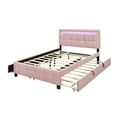 thumbnail image 7 of Imerelez Queen Size Upholstered Platform Bed with LED Frame, Twin XL Size Trundle, and 2 Drawers - Pink Linen Fabric, 7 of 7