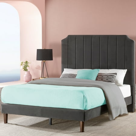 Zinus 51 Charlotte Upholstered Platform Bed Frame Dark Gray Queen