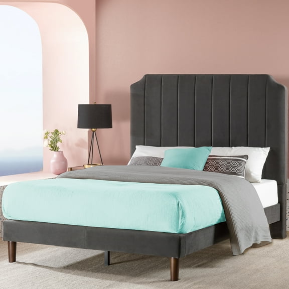 Zinus 51" Charlotte Upholstered Platform Bed Frame Dark Gray, Queen
