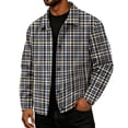 thumbnail image 3 of GrmtClth Mens Plaid Soft Corduroy Feel Plaid Jacket Long Sleeve Snap Front Loose Fit Daily Casual Outerwear Navy XL, 3 of 6