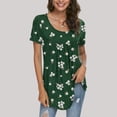 thumbnail image 2 of Pisexur Hauts pour Femmes 2023 Été Grande Taille Tuniques Décontractées à Col Rond Chemises à Manches Courtes Pétale Coupe Ample Blouse Mignonne, 2 of 6