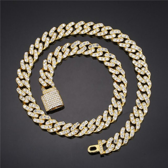 Cadena de eslabones cubanos de cadera para hombres, collar cubano helado de Miami, collares ostentosos chapados en oro, joyería de rapero de 13MM para hombres y mujeres Tan Jianjun unisex