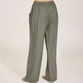 thumbnail image 6 of Drawstring Cotton-Linen Pants - Loose Fit Casual Trousers with Back Pockets | Yubnlvae | Women's Solid Color Cotton Linen Pants with Pockets Drawstring Back (Grey | L), 6 of 7
