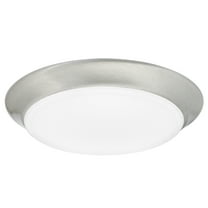 Maxxima 7 in. Satin Nickel Slim Round LED Flush Mount Ceiling Light Fixture, LED Disk Light 900 Lumens, Warm White 3000K Dimmable Dome Closet Light, Suitable for Pantry, Mudroom, Foyer and Hallway