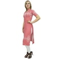 thumbnail image 2 of Bimba Women's Peach Printed Tunic Top Designer Kurta Short Sleeve Kurti Top-8, 2 of 5