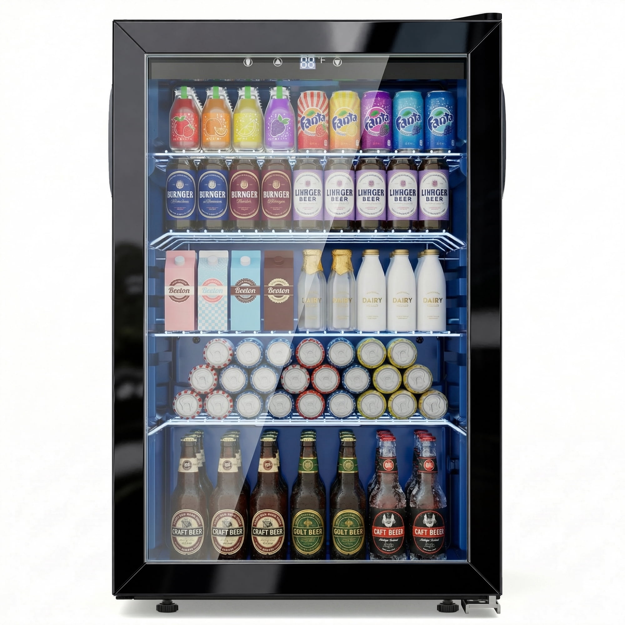 Snowyermine 150 Can Beverage Refrigerator and Cooler with Glass Door for Home, 20.67 in W, 31.4 in H, Black