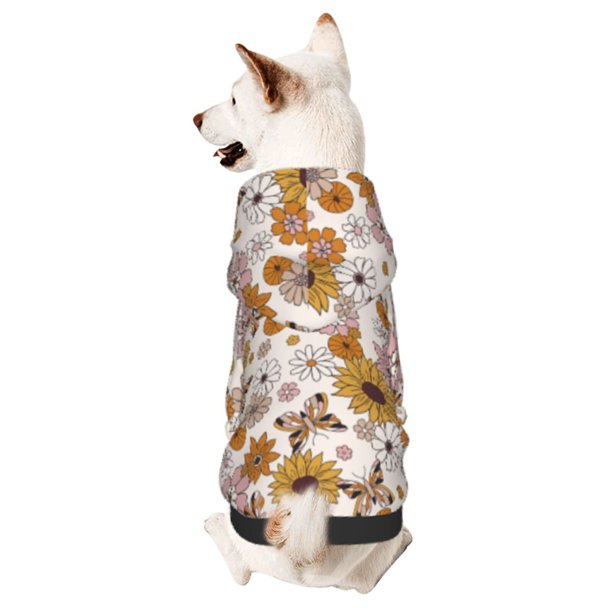 Balery Sunflowers And Butterflies Sudadera con Capucha para Perros Pequeños – Ropa para Mascotas, Disfraz para Perros y Gatos, Ideal para Fiestas y Cosplay-Large