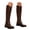 2Brown, variant on Women's Knee High Riding Boots Round Toe Low Heel Fashion Narrow Calf Pull on Mid Calf Motorcycle Boots for Outdoor