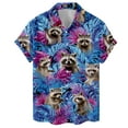 thumbnail image 4 of Funny Tropical Raccoon Hawaiian Shirts For Men Racoon Tropical Casual Mens Hawaiian Shirts Short Sleeve Button Down Shirt Men TO1, 4 of 7