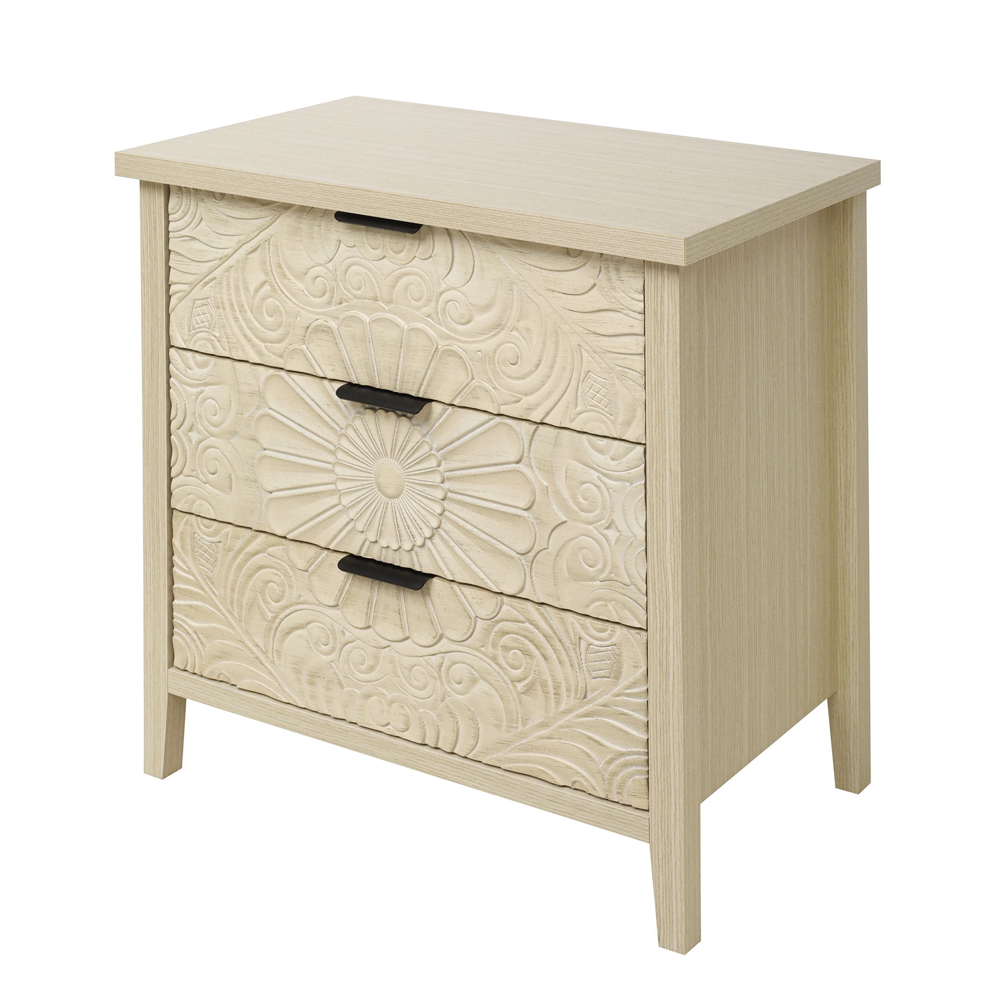 BSHTI 3-Drawer Farmhouse Cabinet – Rustic Storage Chest with Smooth-Gliding Drawers, Anti-Tip Safety, for Bedroom, Living Room, Study, Brown