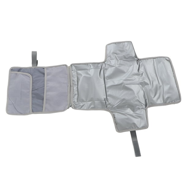 Cambiador de pañales para bebé, impermeable, portátil, plegable, con correas para colgar, color gris