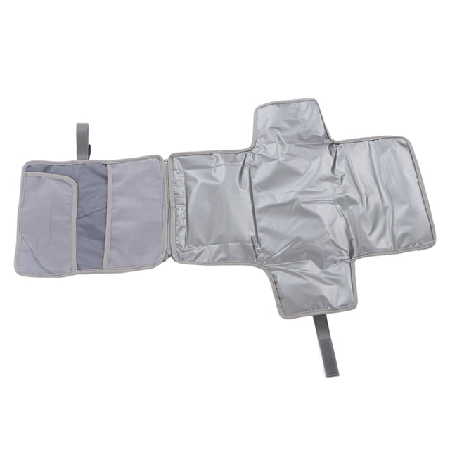 Cambiador de pañales para bebé, impermeable, portátil, plegable, con correas para colgar, color gris