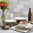 thumbnail image 6 of Tabletops Gallery Monroe 12 Piece Embossed Stoneware Dinnerware Set, Cream White (Service for 4), 6 of 11