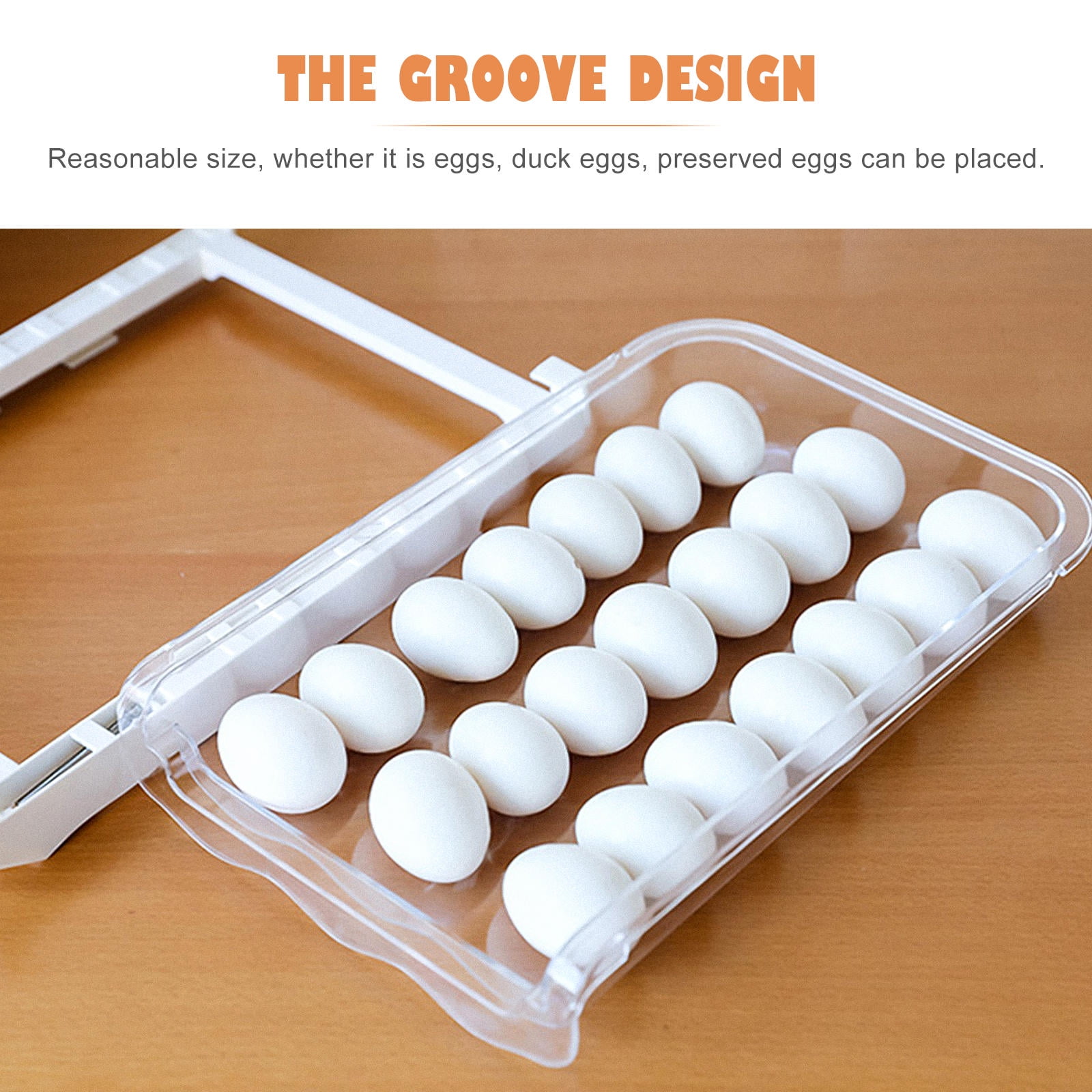 WHAMVOX White ABS Egg Holder for Fridge with Groove Keep Eggs Organized and Secure