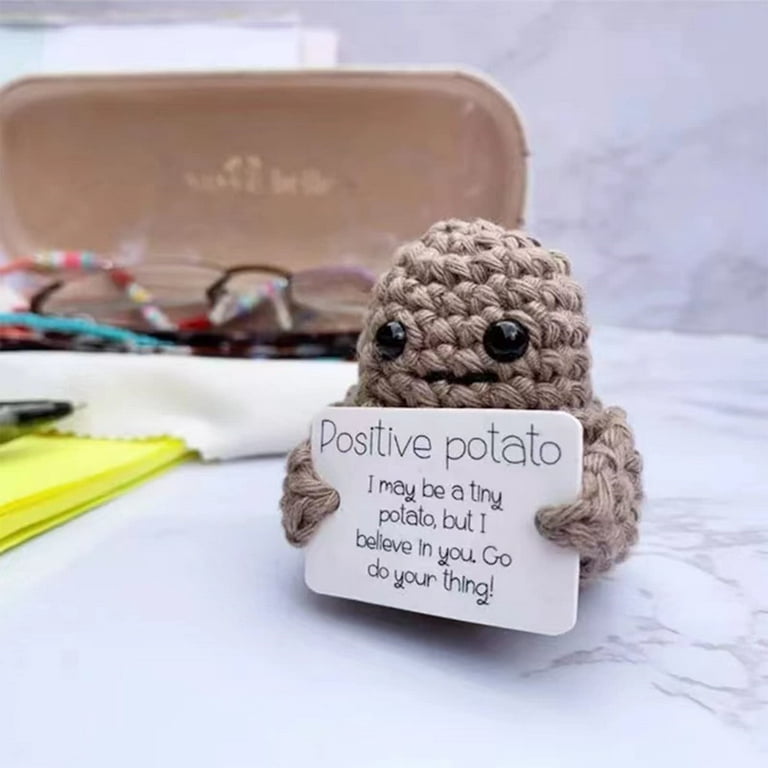 2Pcs Mini Funny Positive Potato, Cute Wool Crochet Knitted Positive Potato  Toy