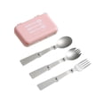 thumbnail image 2 of Juego de cubiertos Colamx para acampar Utensilios de cocina reutilizables plegables Rosa, 2 of 8