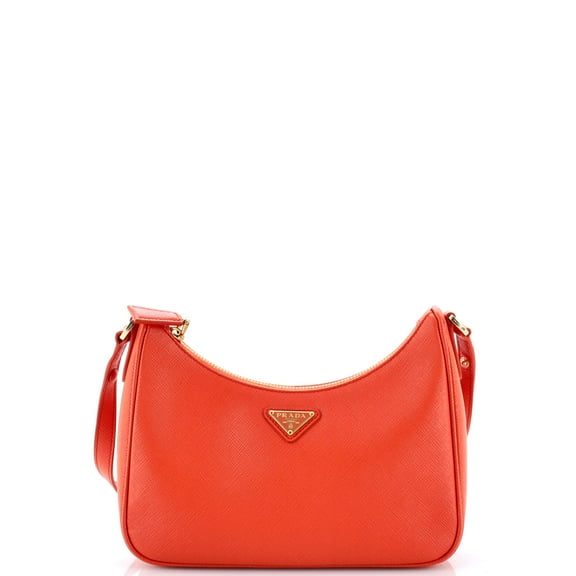 Pre-Owned Prada Prada Adjustable Handle Zip Hobo Saffiano Leather Mini By Rebag