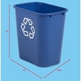 thumbnail image 2 of 7 Gallon / 28 Quart Blue Rectangular Recycling Bin with White Recycling Symbol - 15 Inch Tall Deskside Wastebasket, Space Saving Under Desk Trash Can, 2 of 6