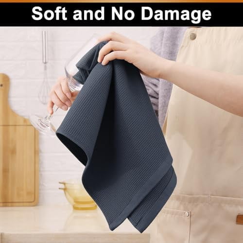 100% Cotton Waffle Weave Kitchen Towels - 4 Pack Soft and Absorbent Dish Towels - 16 x 26 Inches Quick Dry Hand Towels - Multiple Colour