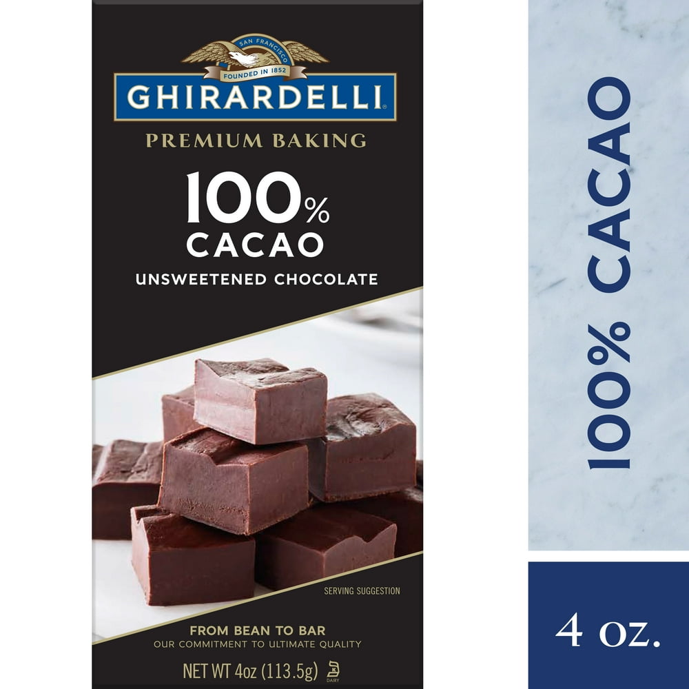 GHIRARDELLI Premium 100 Cacao Unsweetened Chocolate Baking Bar, 4 OZ