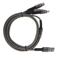 thumbnail image 2 of Cable de carga múltiple 3 en 1, cargador de 3 A con conector tipo C/para iOS/micro USB de 1,2 m (gris), 2 of 14