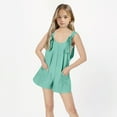 thumbnail image 4 of Girls Romper Shorts with Pockets Knotted Shoulder Strap One Piece Overall Jumpsuits Beach Casual Summer Outfits Loose (7 Years, Mint Green), 4 of 6