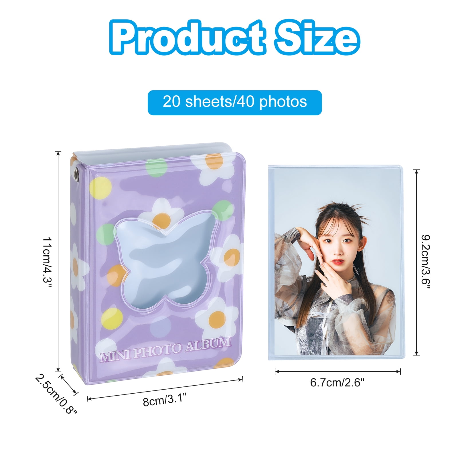 Unique Bargains Mini Photocard Binder Butterfly Hollow Album for Cards Storage Purple