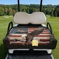 thumbnail image 2 of COEQINE Golf Cart Seat Blanket Towel, Folds Compact for Carrying, 51.2x30.3 Inch Fit for EZGO/Yamaha/Club Car, 4 Compartment Storage, Quilted Comfort Layer, American Flag Eagle, 2 of 8